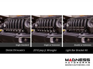 Jeep Wrangler JL Bumper LED Kit White Combo - Single 30" Light Bar